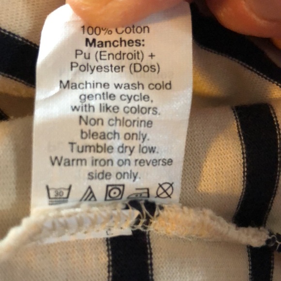 J. Crew striped, exposed zip back knit shirt w/faux leather sleeves - size S - Picture 8 of 13